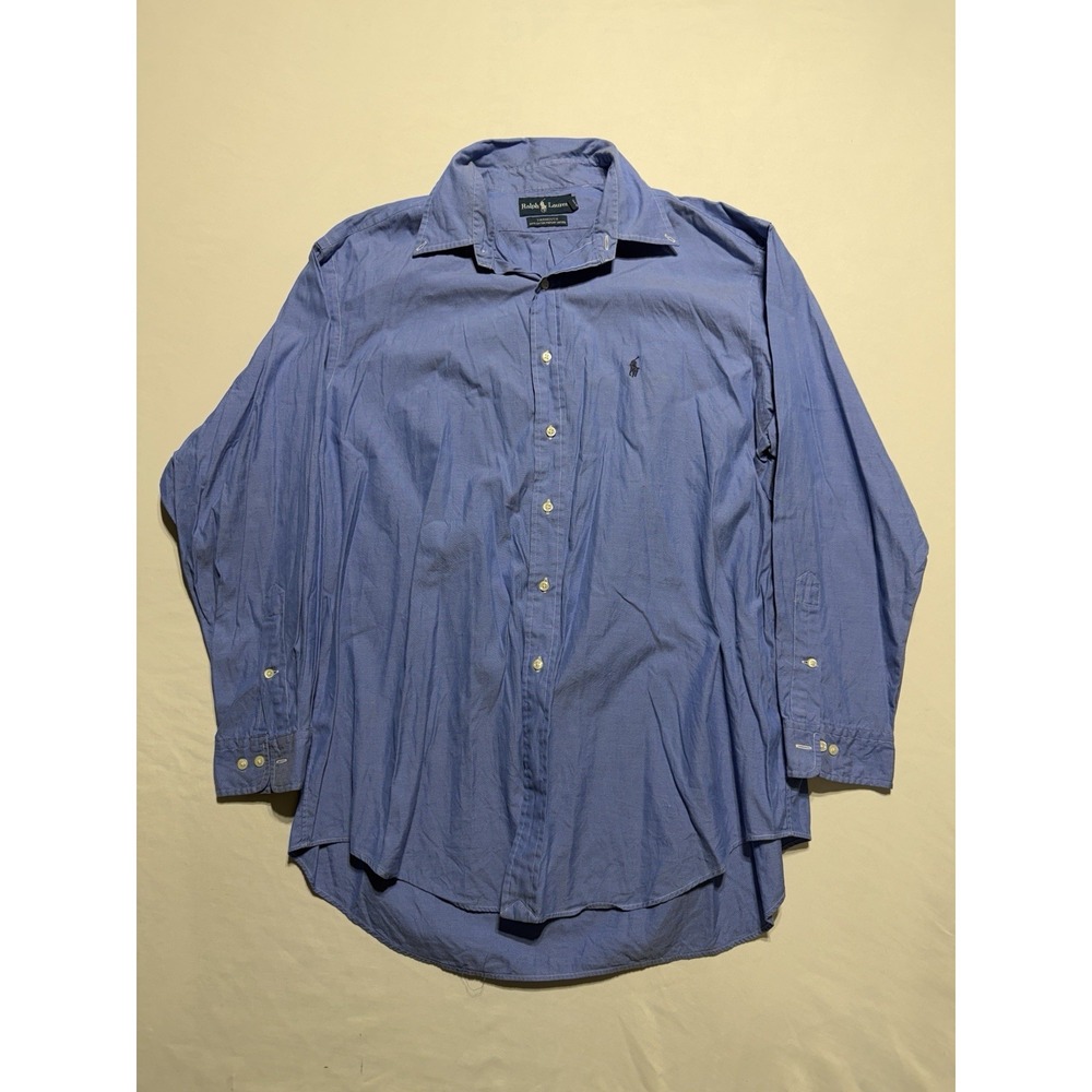 Ralph Lauren Yarmouth Shirt 17.5 34/35 Blue Oxford Button Down 100% Cotton Class